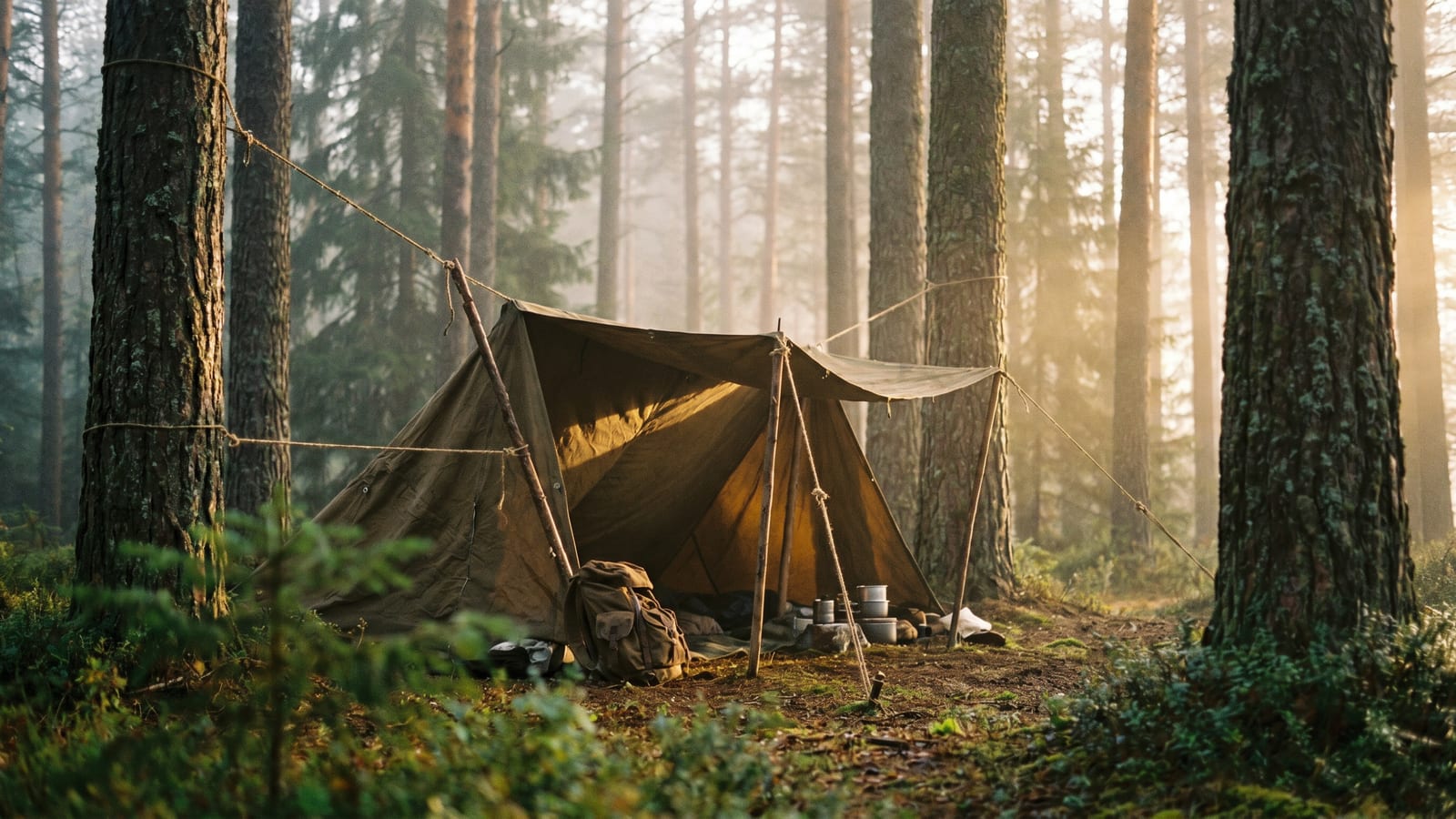 Building a Tarp Shelter for Rain and Wind